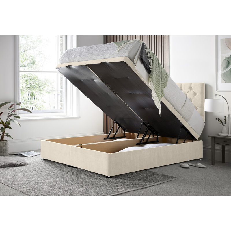 Florida Naple Divan Ottoman with Headboard on Struts, Cream, Kingsize (5')