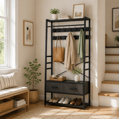 80 cm W Hall Tree with Storage Bench and Shoe Storage