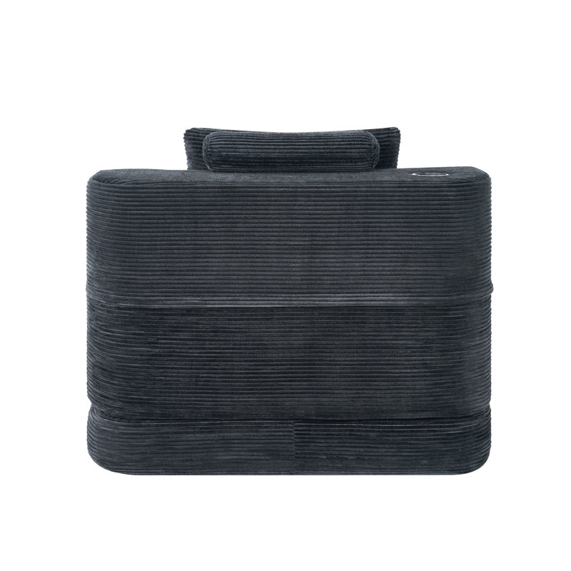 Canapé multifonctionnel à compression simple, L 104 po, Velours côtelé gris foncé