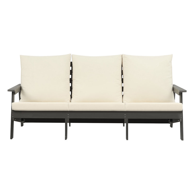Marcial HIPS Outdoor 3-Seater Sofa, White/Gray