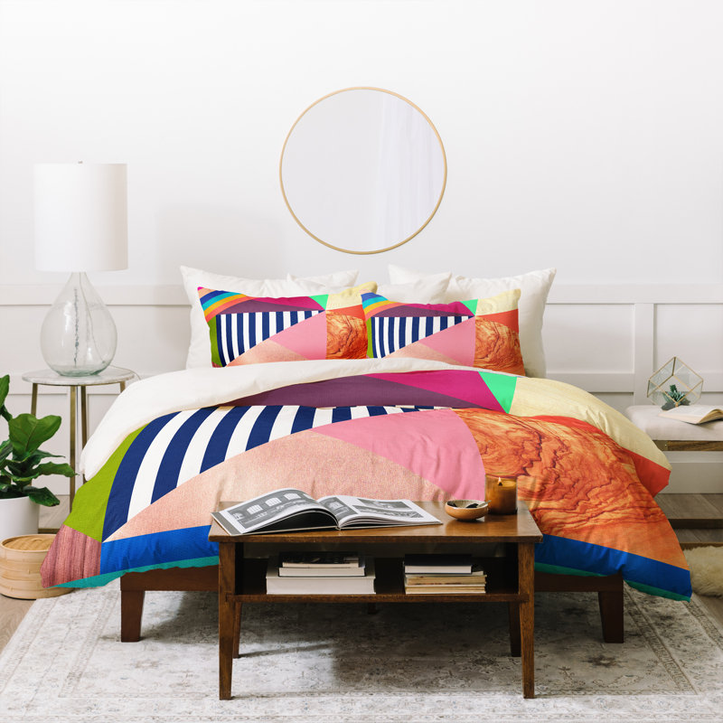 Modern & Contemporary Polyester Geometric Shapes Duvet Cover, Queen
