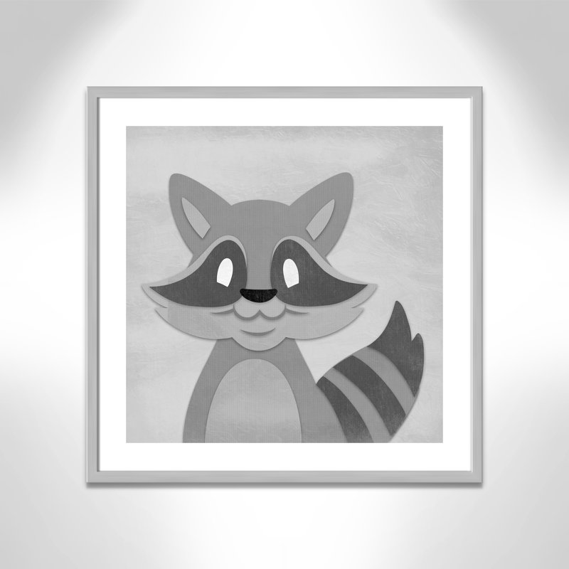 Impression sur papier Cheery Racoon, H 26,5 po x l 26,5 po x P 1,18 po, Encadré de boîte argent