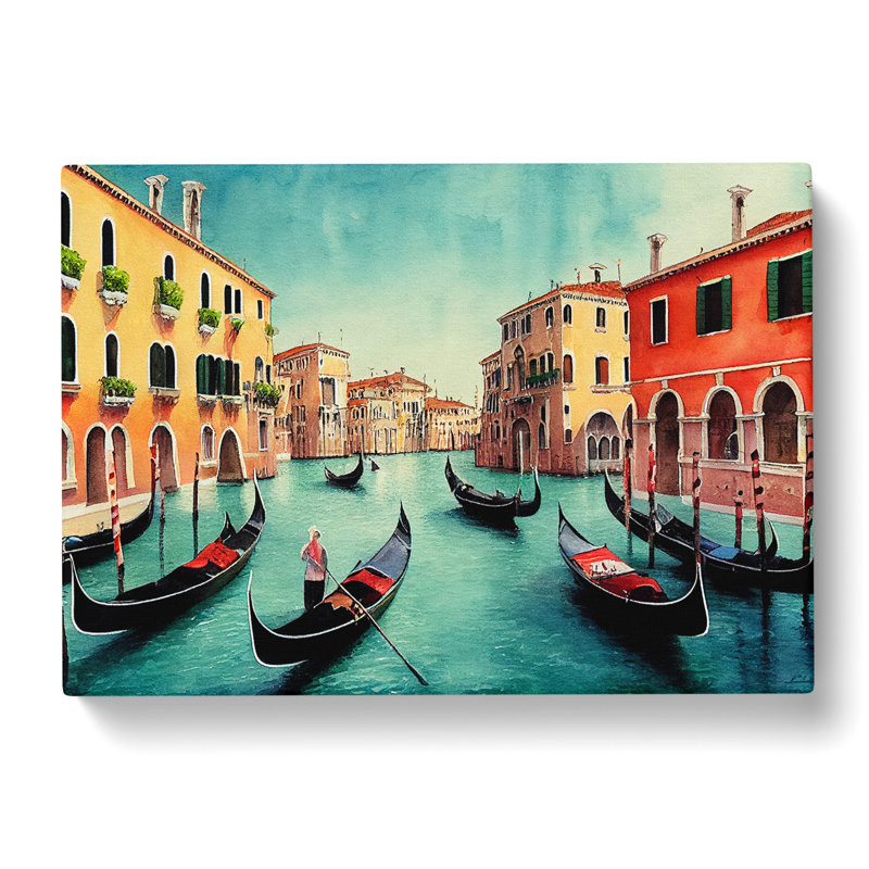 Venice Canal Watercolour Vol.2 - Wrapped Canvas Painting, 35cm H x 50cm W x 3cm D