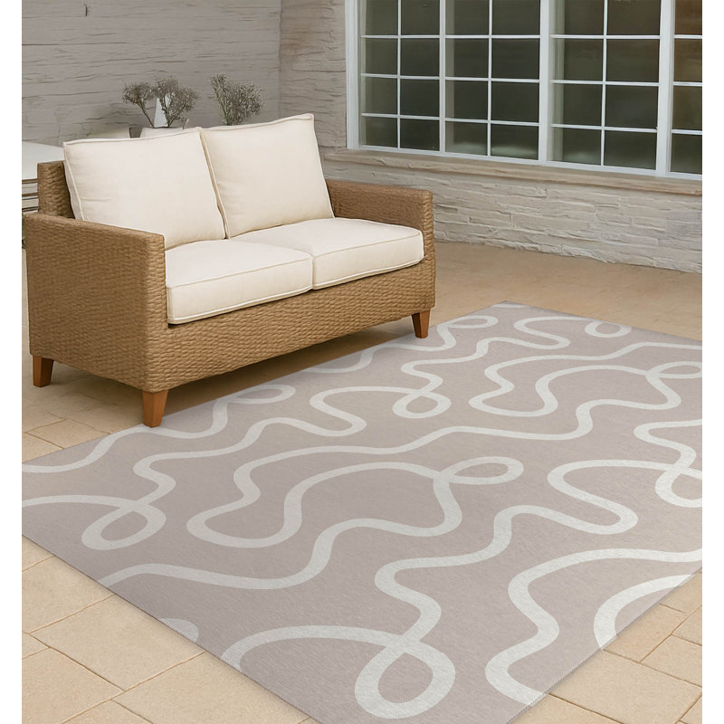 Tapis d'extérieur antidérapant Squig, Rectangulaire 8 pi x 10 pi