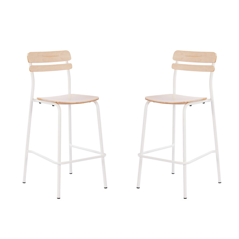 Commercial Solid Wood Bar Stools With Frames And Antique Finish, White , White Antique