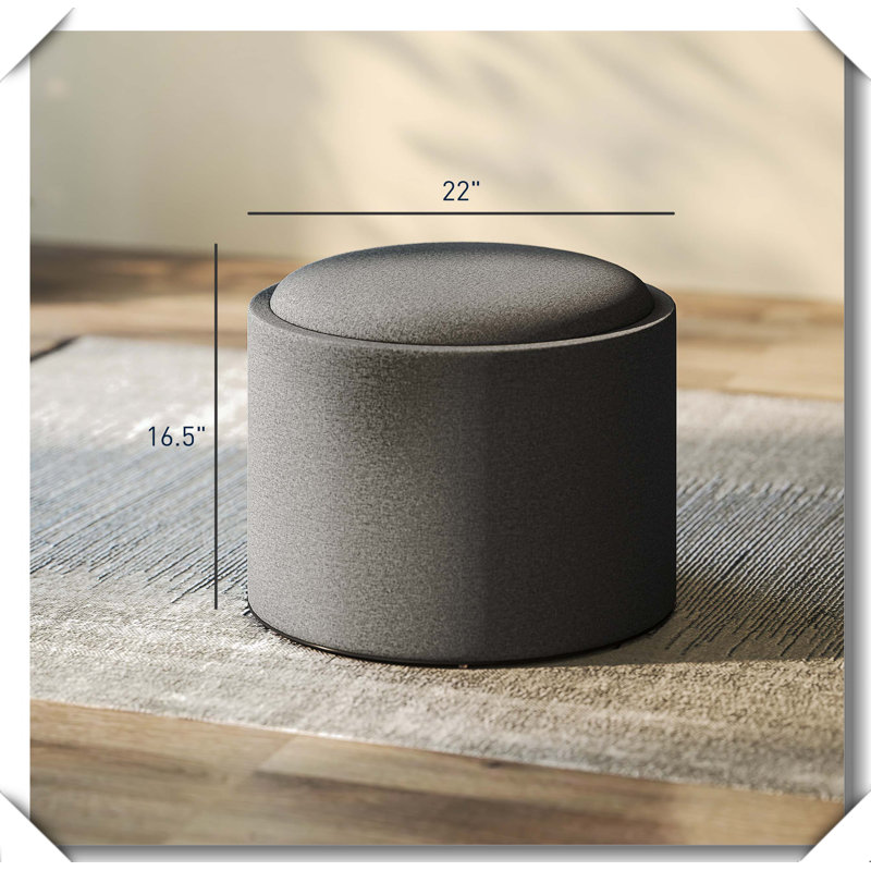 Table basse ronde rembourrée avec rangement rembourré, Gris foncé