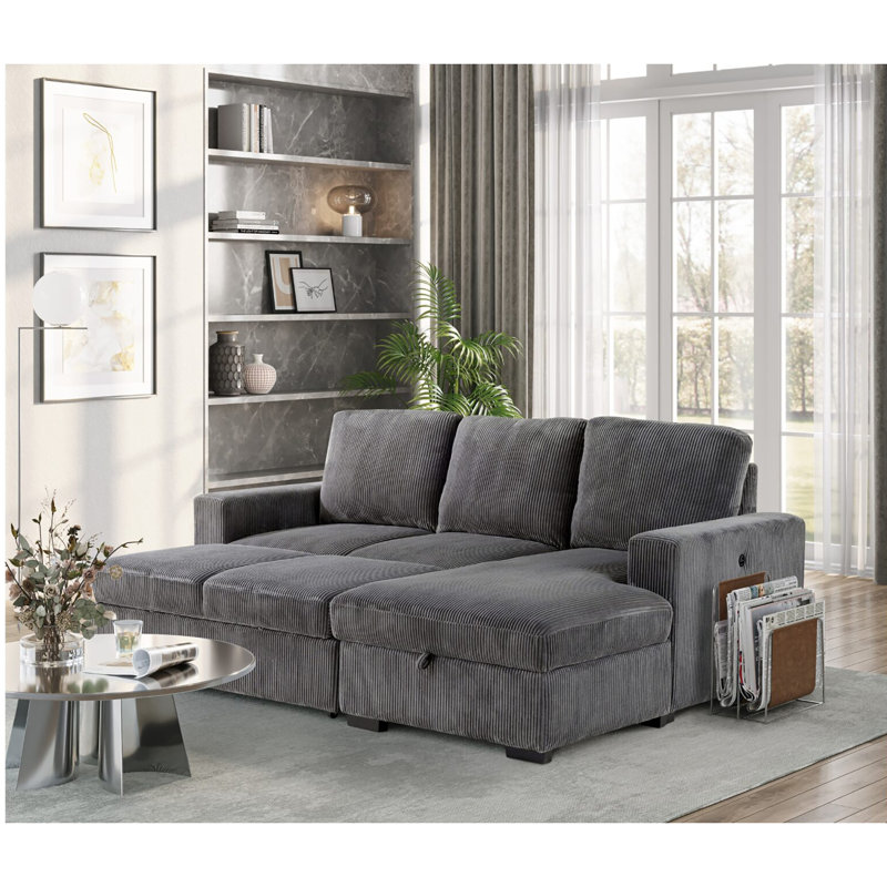 Canapé-lit modulaire U2660 gris avec tiroir
