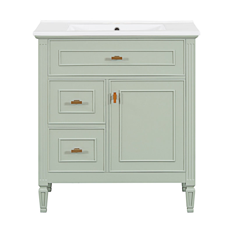 Meuble-lavabo de salle de bain avec lavabo, Vert