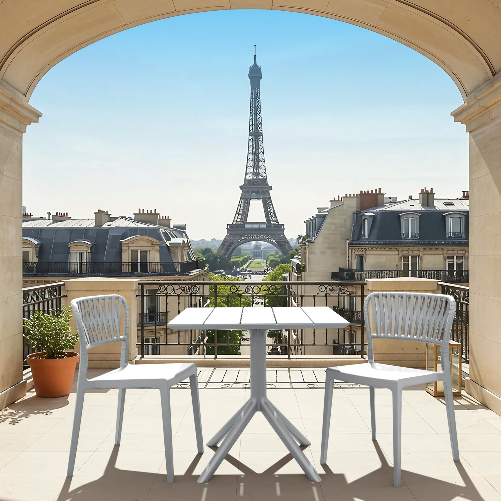 Newport Outdoor Stacking Dining Armchair, White