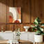 Abstrait, cercle, toile, orange, art mural, peintures pour la décoration de la chambre à coucher, support de cadre en bois massif, (24 x 16 x l)
