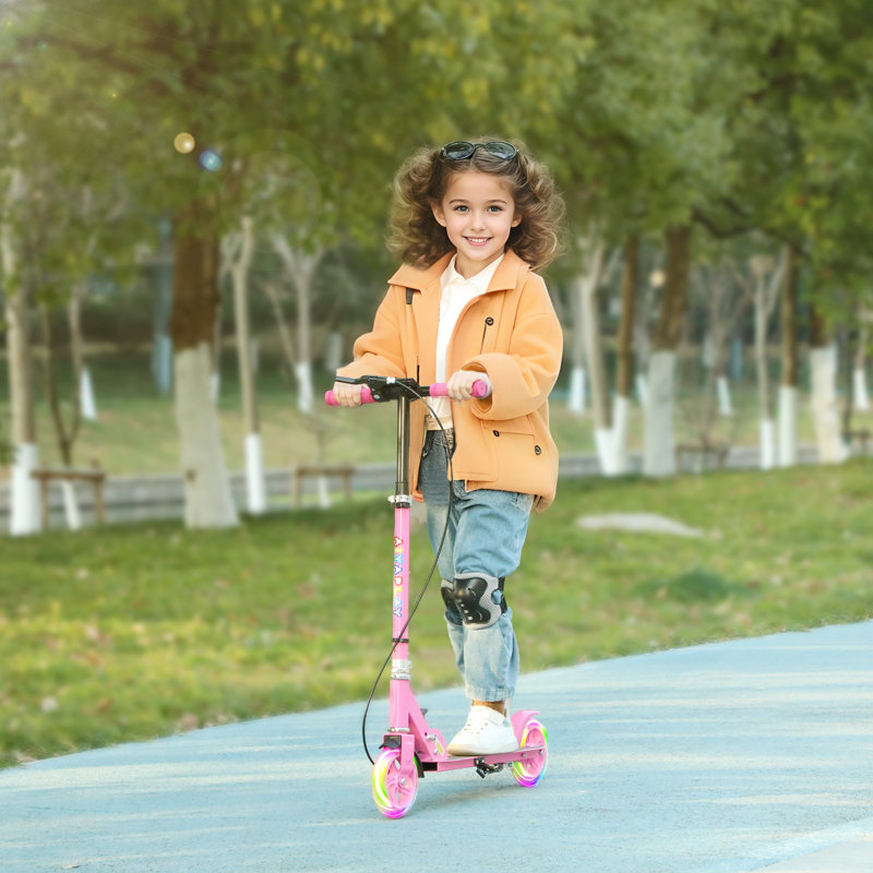 AIYAPLAY Scooter for Kids Ages 3-8 Folding Kick Scooter Handbrake, Pink