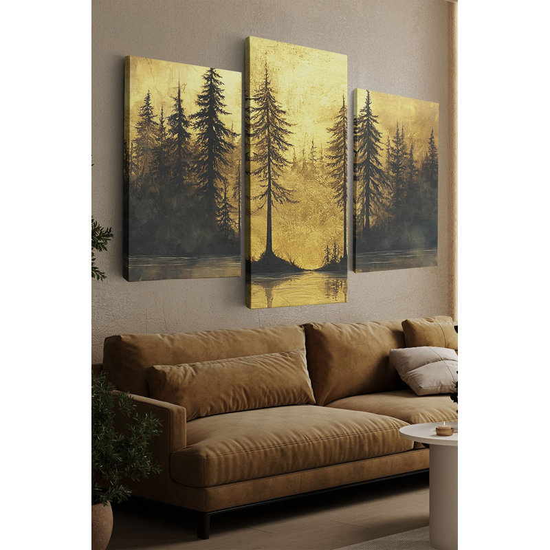 Superbe ensemble de peinture sur toile décorative (3 pièces), 15,7 x 23,6 pouces (2 pièces) et 15,7 x 35,4 pouces (1 pièce) | 100% toile, épaisseur: 1,2 po | Parfait pour le salon, la chambre à coucher et le bureau