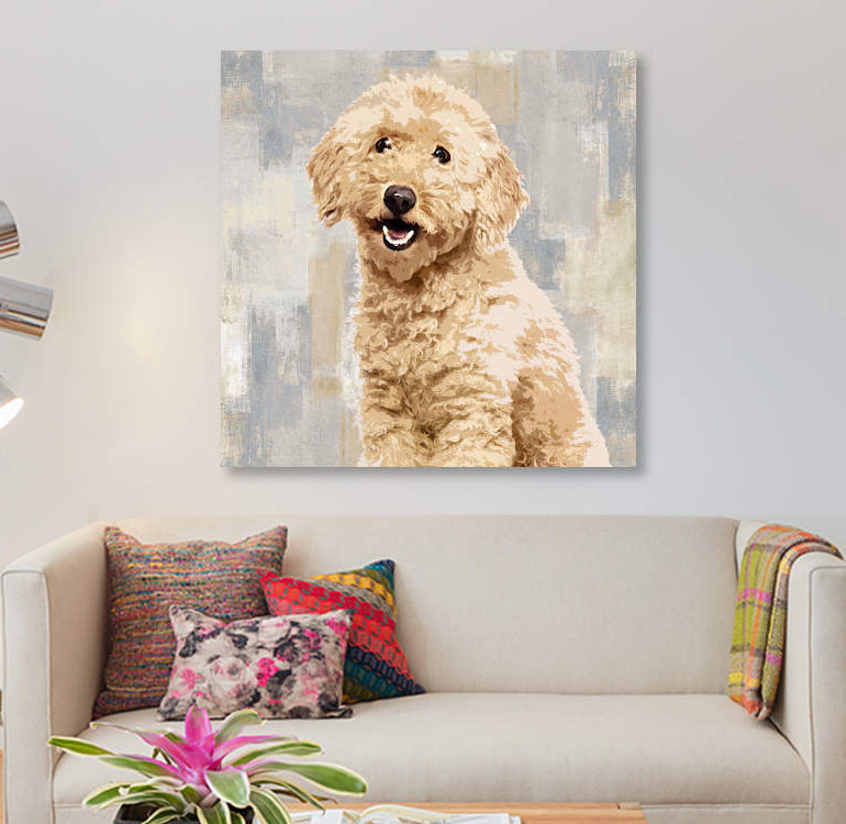 «Poodle», reproduction sur toile, H 26 po x l 26 po x P 1,5 po, Pas de tapis, Toile tendue