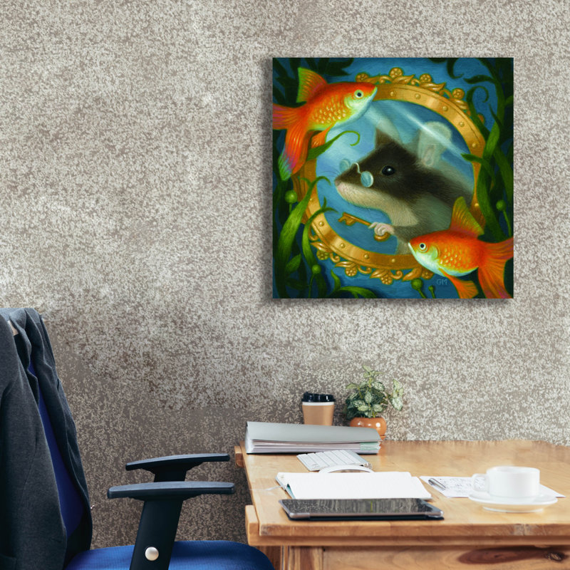 Art mural sur toile Trinx «Mouse Explorer Extraordinaire» par Gina Matarazzo, H 26 po x l 26 po x P 1,5 po