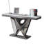 Table de canapé en faux marbre argent poli avec piédestal de style V, rectangulaire, style glam