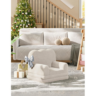 Canapé convertible 2 en 1 pour enfants – Fauteuil et chaise longue pliables et confortables pour tout-petits. Rembourrage en molleton doux et siège en mousse confortable. Parfait pour la salle de jeux, la chambre d'enfant ou la chambre à coucher. Cadeau d'anniversaire parfait. Couleur : Blanc