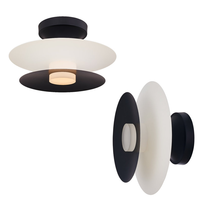 Fresno 1 LT White and Matte Black Wall Sconce Kalco