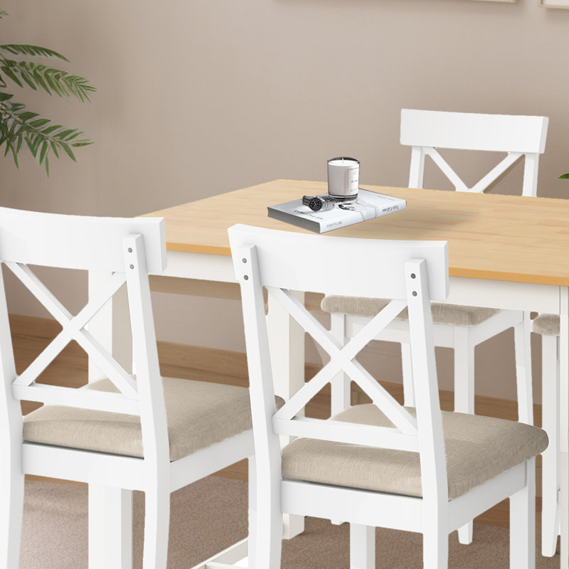 5 - Piece Solid Wood Dining Set, White