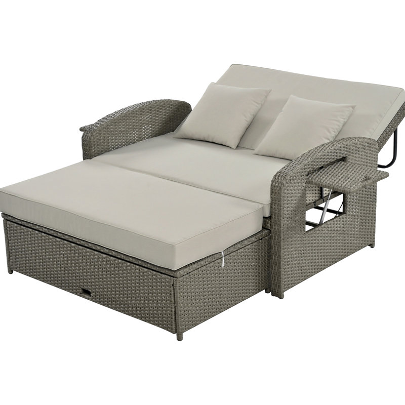 Pe Double Chaise, 2, Adjustable Back, Cushions With Heavy-duty And All-weather Fabric 2 Reclining Daybed, 3-height Protective Covers