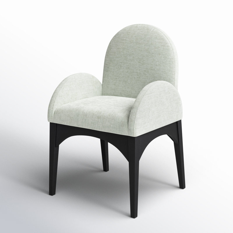 Chaise avec accoudoirs Charith, Chenille menthe, Noir, noir, noir, noir