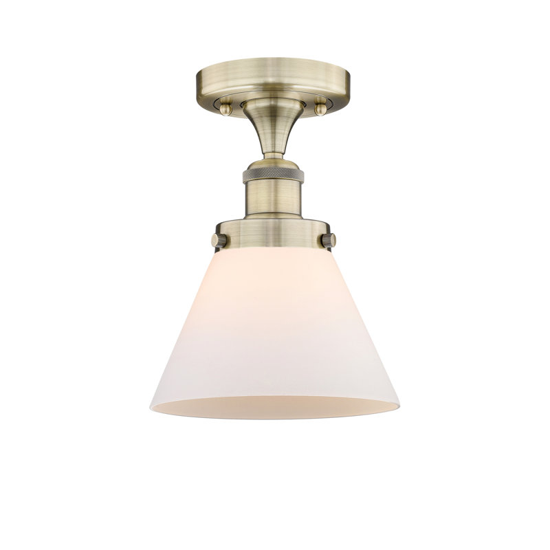 Plafonnier semi-encastré 1 lumière Cone, Laiton antique, Blanc mat