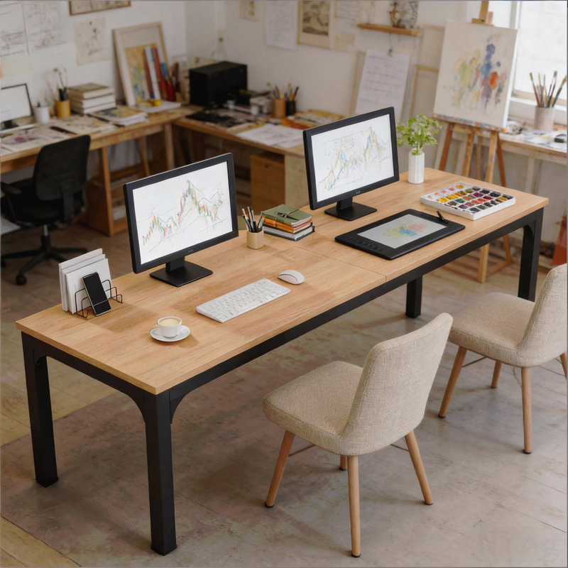Rectangle Workspace Desk,Executive Desk,Computer Desk, Chêne, Noir