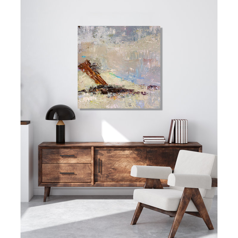 Beach Chair - Artist Enhanced Canvas Print, 24" H x 24" W x 1" D, Wrapped Canvas