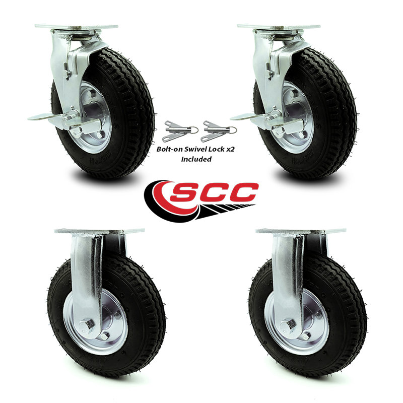 Ensemble de roulettes 4 pièces avec 2 verrous pivotants et 2 rigides