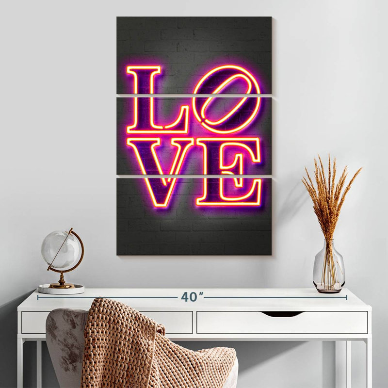Kema Love In Neon Wall Sign, 32" H x 20" W