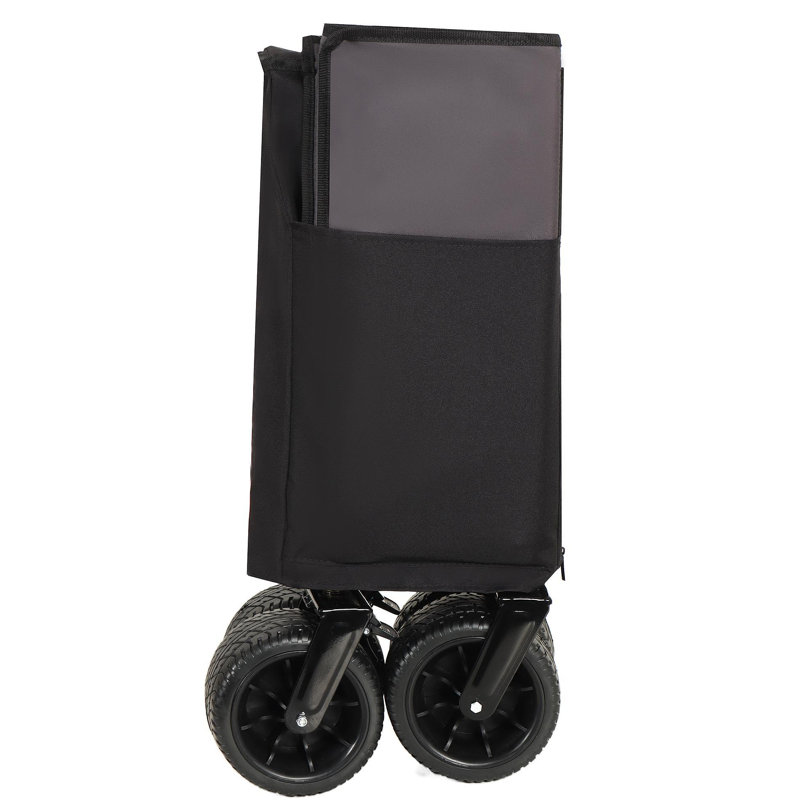 Chariot pliable multifonctionnel avec chariot pivotant et poussoir avec poignée rotative et roues tout-terrain à 360 ° - Conception robuste et réglable, grande capacité de transport, d'épicerie et d'utilisation extérieure, noir-gris