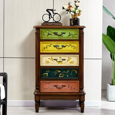 Nut-brown Solid + Manufactured Wood Accent Cabinet