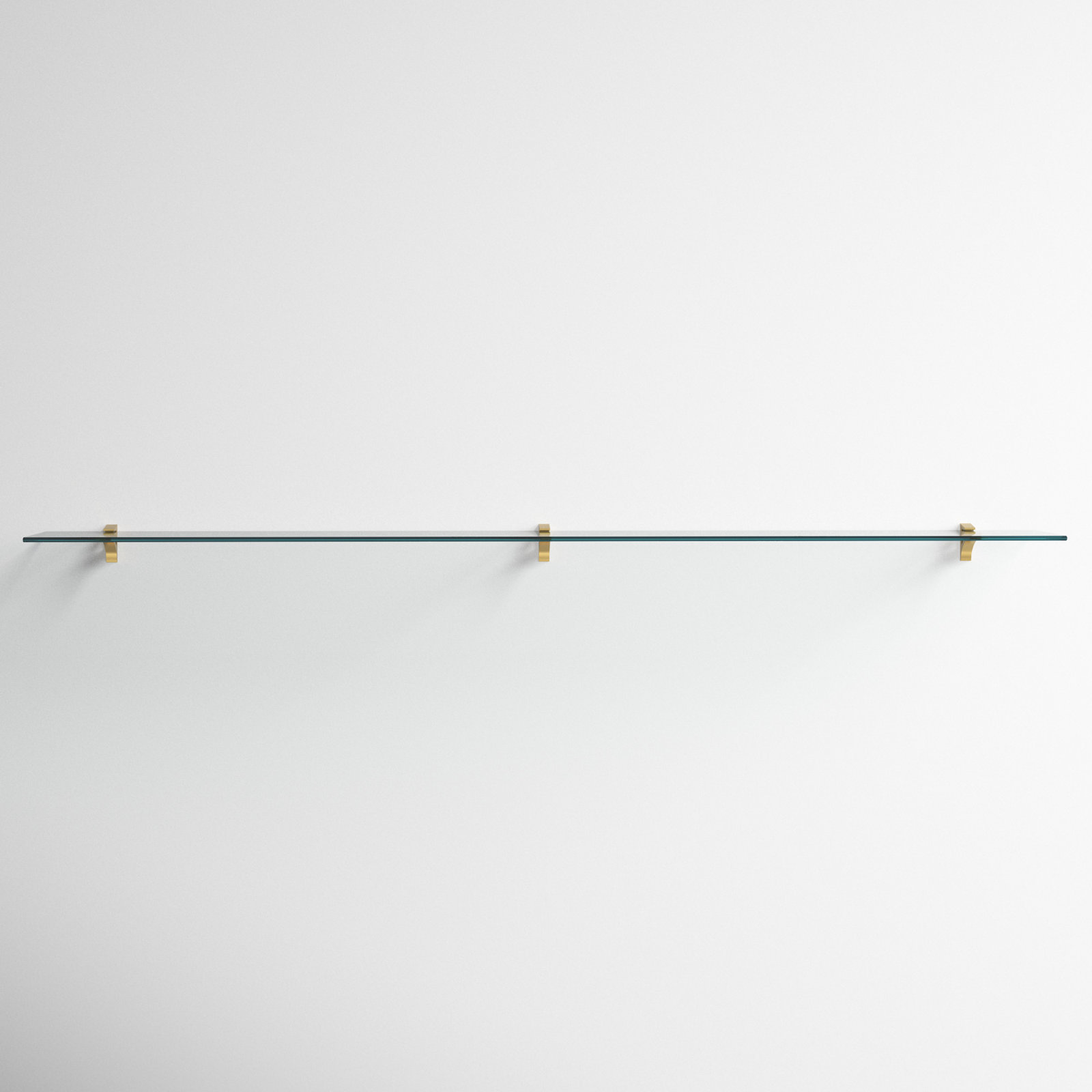Electra Glass Floating Shelf, 2.86" H x 72" W x 10.5" D, Brass