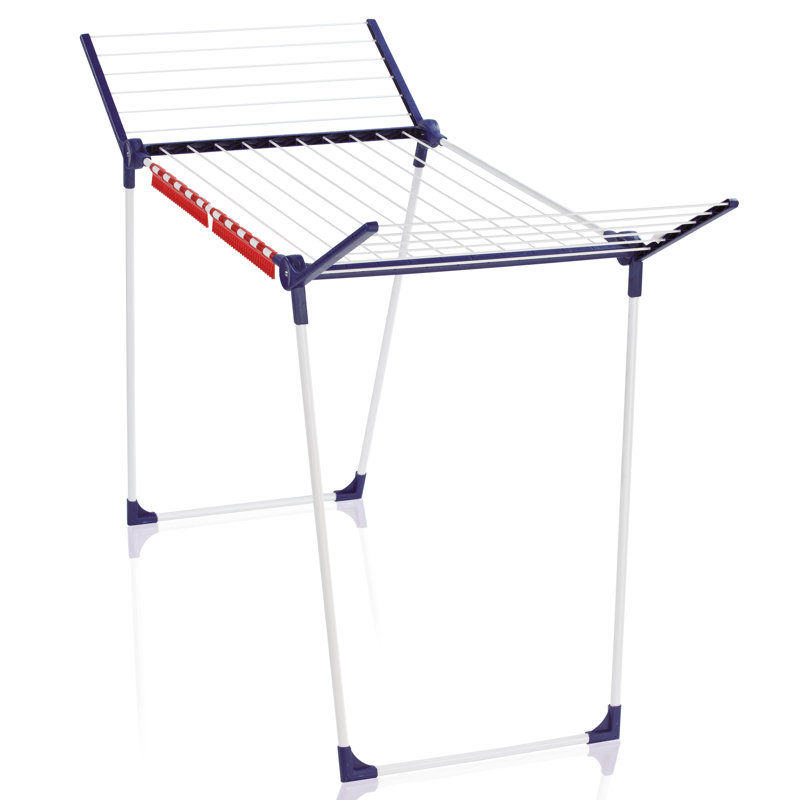 Aluminum Foldable Gullwing Drying Rack, Blue/Red, 87cm H x 94.5cm W x 66cm D