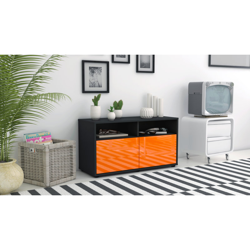 Odum 92 cm W Chest of Drawers, Anthracite/Orange