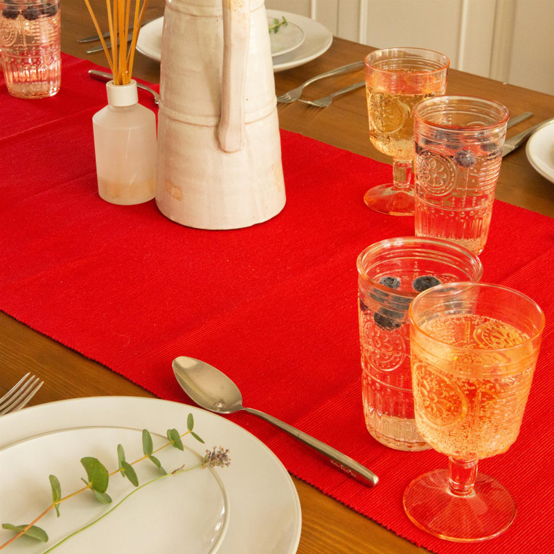 Nicola Spring - Cotton Fabric Placemats & Table Runner, Red