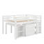 Lit mezzanine double avec armoire, tablettes et bureau