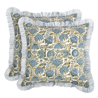 Modern Farmhouse Pillow Covers Decorative Cotton Throw Pillow Covers Set Of 2 Asparagus Green Cushion Covers With Ruffle For Couch Sofa Bed Living Room Spring Home Decor 20X20