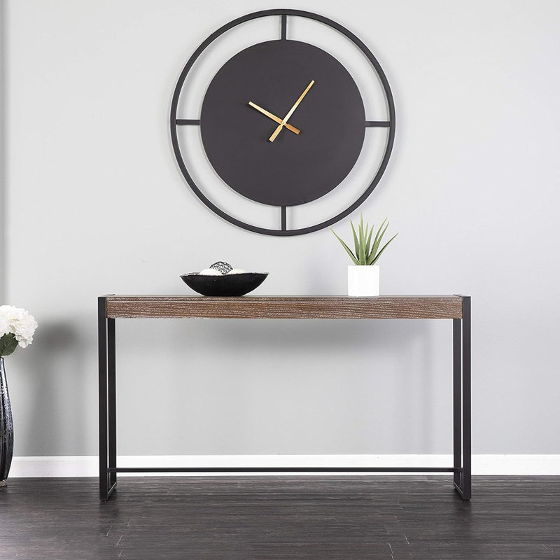 Console étroite, 54 po, chêne brûlé, noir
