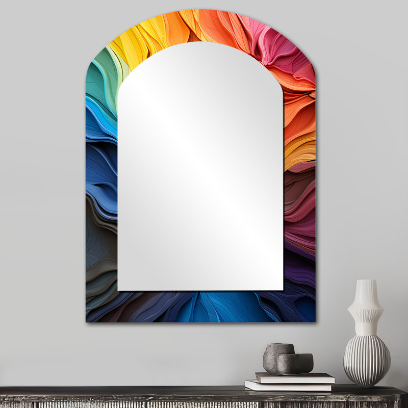 Redwood Trees Burst With A Rainbow of Color - miroir mural Redwood Arch, miroir décoratif asymétrique rose, impression d'art en métal