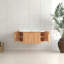 Meuble-lavabo de 36 po avec 2 tiroirs latéraux, lavabo mural en bois massif à bords flottants et courbes, lavabo mural en bois massif sans robinet