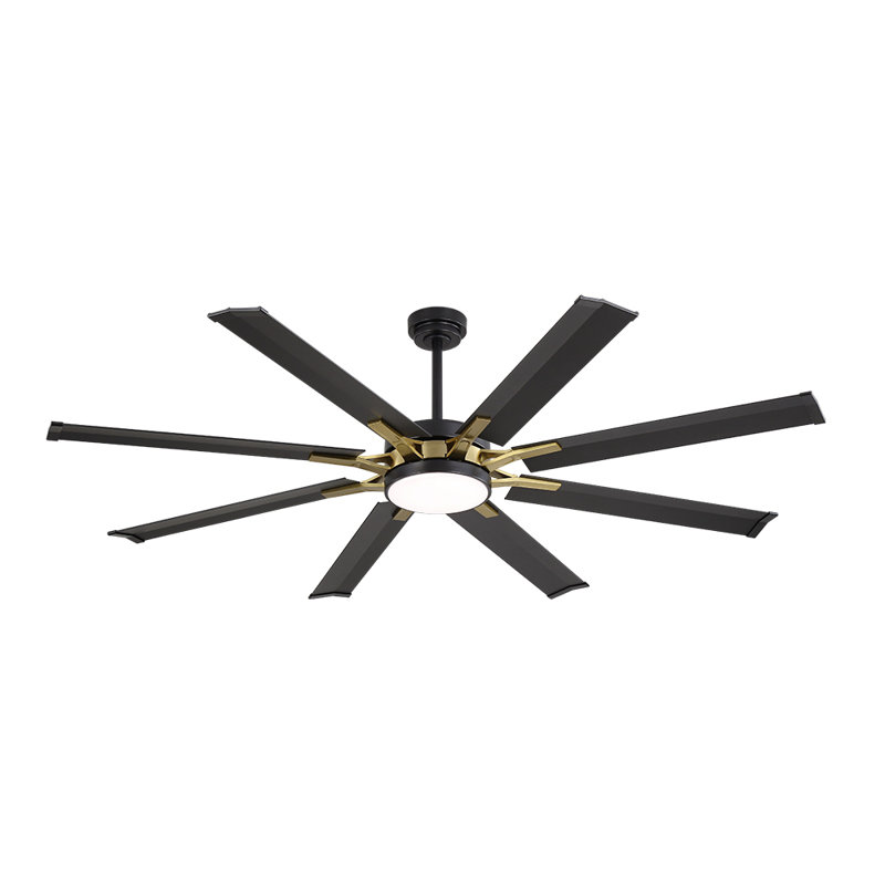 Ventilateur de plafond intérieur avec ensemble d'éclairage et télécommande, moteur réversible, Noir, 72", Noir