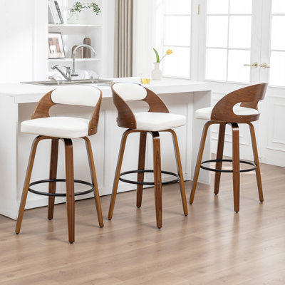 Jacobson Swivel Vegan Leather Counter And Bar Stools (Set Of 3)
