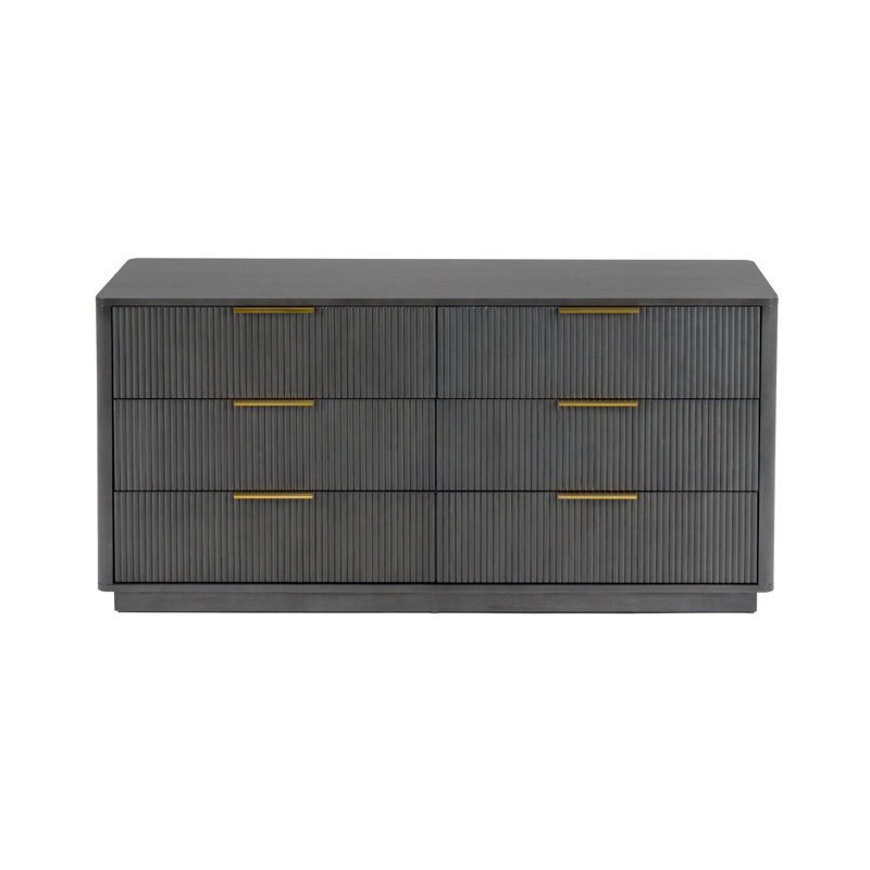 Commode double 6 tiroirs Akira, Gris délavé