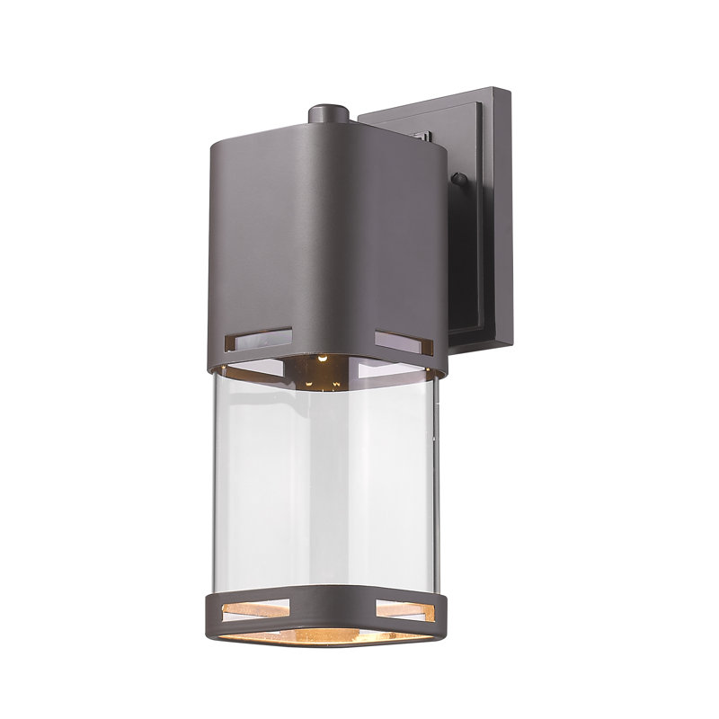 Lanterne murale d'extérieur 1 lumière Brentton, H 13,88 po x l 5 po x P 6,75 po, Bronze foncé