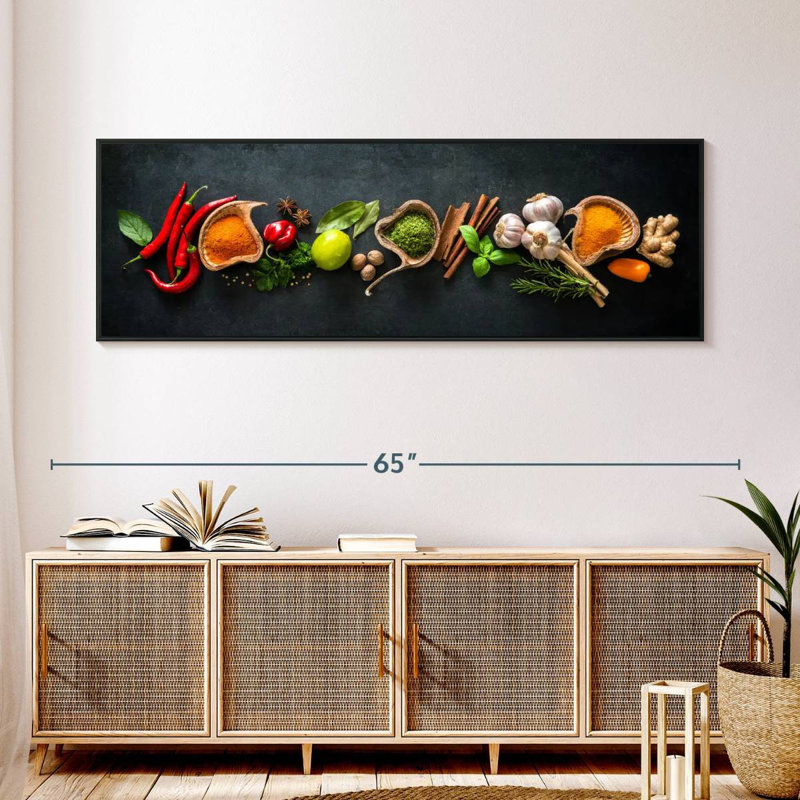 Spices For Cooking, 57" X 19", Floating Frame Black
