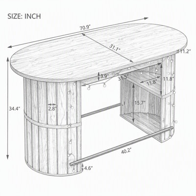 Armoire de bar Modern Home avec guirlandes de lumières intégrées et tablettes de rangement spacieuses pour recevoir vos invités