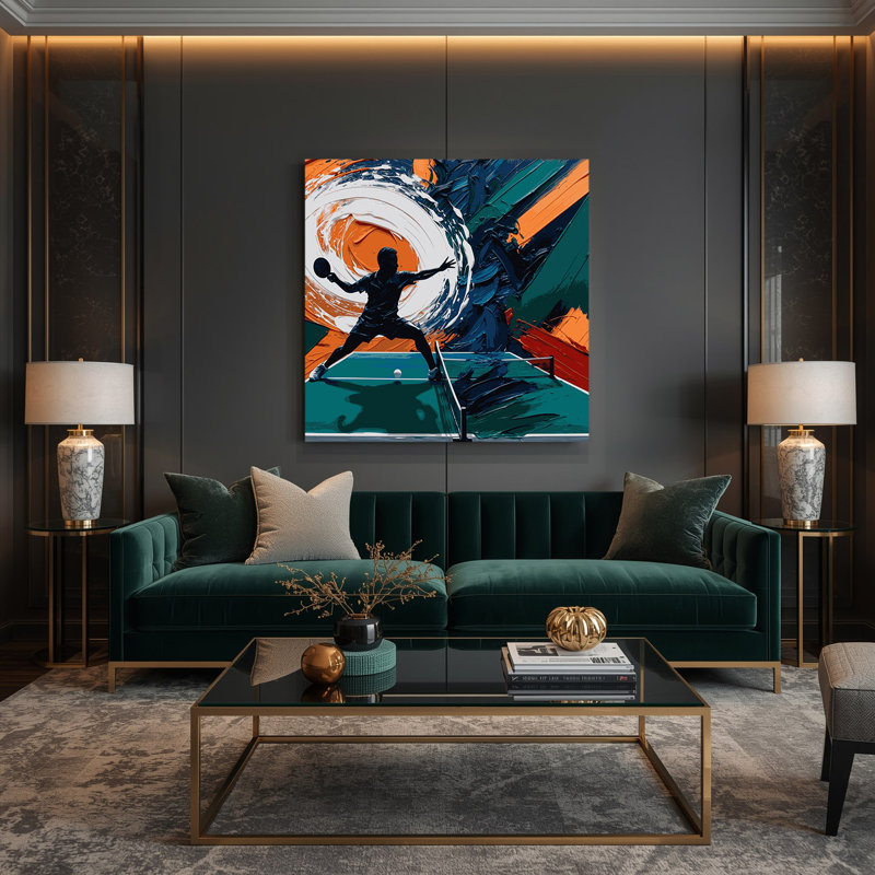 Art sur toile gris Sports Tennis de table, H 12 po x l 12 po