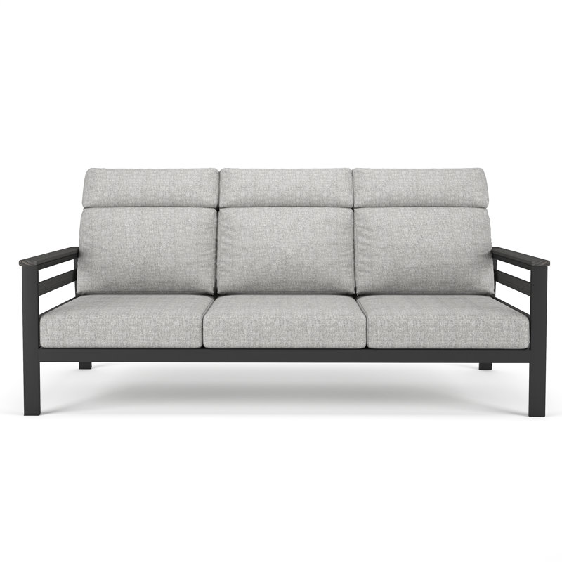 Townsend Metal Outdoor Sofa With Sunbrella Cushion, Canvas Granite, Gray