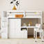 Lit mezzanine simple blanc avec rangement pour tiroirs - Escaliers, bibliothèque, bureau, garde-robe pour tiroirs intégrés pour les adolescents et la taille, bureau-852467206-852467207