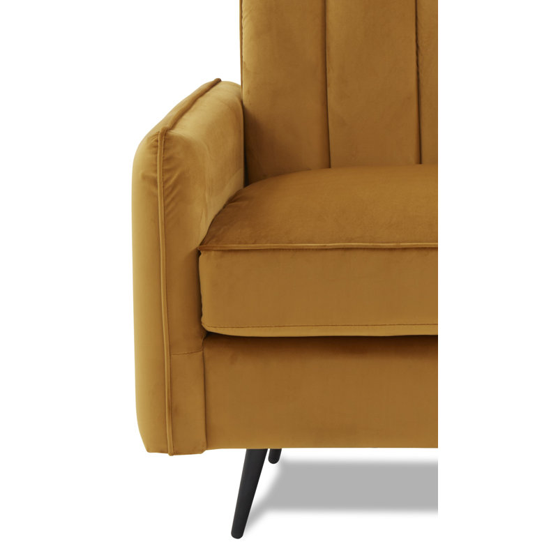 Acke 2 Seater Velvet Loveseat, Mustard 